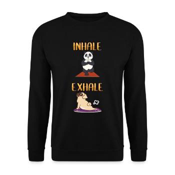 Funny Yoga Meditation Panda Pug Pug Gift - Unisex Sweatshirt - black - Front - Alina (178cm) & Michal (187cm)