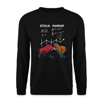 T-shirt Fan de Bull & Bear Courtier en bourse - Sweat-shirt Unisexe - noir - Devant - Alina (178cm) & Michal (187cm)