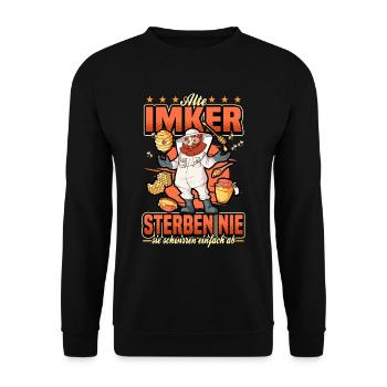 Imker Imkerei Bienen Honig Wabe Spruch Geschenk - Unisex Pullover - Schwarz - Vorne - Alina (178cm) & Michal (187cm)