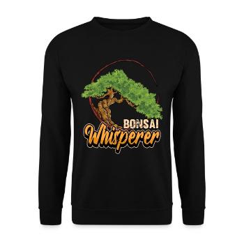 Lustig Bonsai Flüsterer Japan Baum Spruch Geschenk - Unisex Pullover - Schwarz - Vorne - Alina (178cm) & Michal (187cm)
