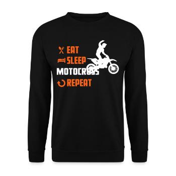 EAT SLEEP MOTOCROSS - Cross Tee Shirt - Unisex Sweatshirt - black - Front - Alina (178cm) & Michal (187cm)