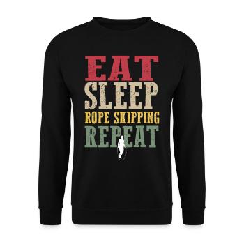 Distressed Rope Skipping Tee Shirt - Unisex Pullover - Schwarz - Vorne - Alina (178cm) & Michal (187cm)