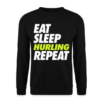 Eat Sleep Hurling Repeat - Unisex Pullover - Schwarz - Vorne - Alina (178cm) & Michal (187cm)