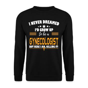 Gynécologue ici, je le tue - Sweat-shirt Unisexe - noir - Devant - Alina (178cm) & Michal (187cm)