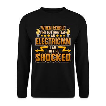 Elektriker Schock Lustig Spruch Job Geschenk - Unisex Pullover - Schwarz - Vorne - Alina (178cm) & Michal (187cm)