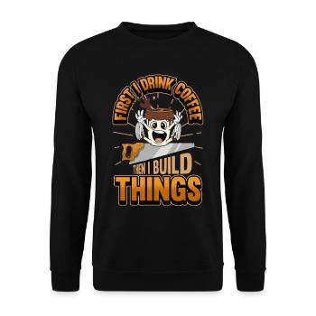 Cadeau de café artisanal de menuisier en bois - Sweat-shirt Unisexe - noir - Devant - Alina (178cm) & Michal (187cm)