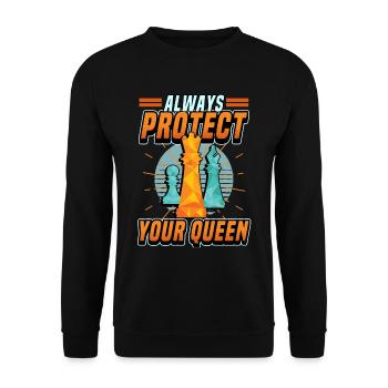 Chess Checkmate Queen Board Game Gift - Unisex Sweatshirt - black - Front - Alina (178cm) & Michal (187cm)