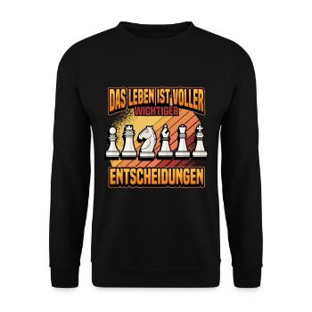 Schach Schachmatt Lustig Brettspiel Geschenk - Unisex Pullover - Schwarz - Vorne - Alina (178cm) & Michal (187cm)