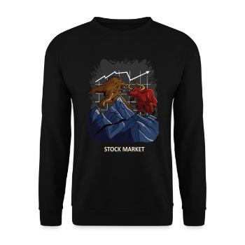 T-shirt Fan de Bull & Bear Courtier en bourse - Sweat-shirt Unisexe - noir - Devant - Alina (178cm) & Michal (187cm)