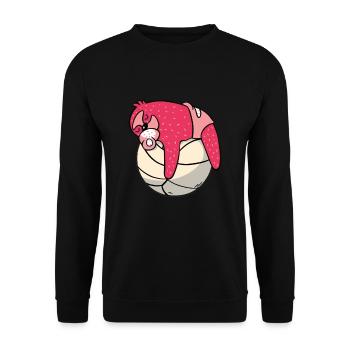 Baby Faultier Volleyball Sport Geschenk - Unisex Pullover - Schwarz - Vorne - Alina (178cm) & Michal (187cm)