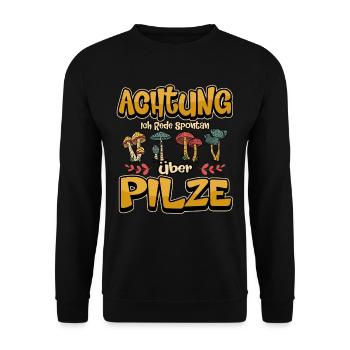 Lustig Champignons Pilzsammler Wald Pilz Geschen - Unisex Pullover - Schwarz - Vorne - Alina (178cm) & Michal (187cm)