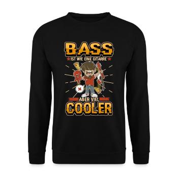 Bass Gitarre Instrument Rock Spruch Geschenk - Unisex Pullover - Schwarz - Vorne - Alina (178cm) & Michal (187cm)