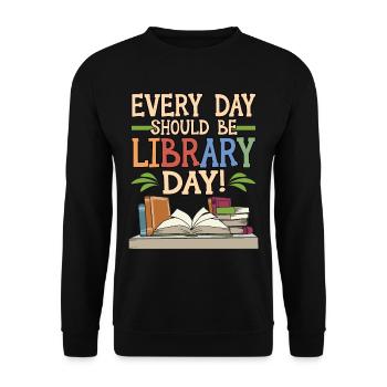 Book library saying reading bookworm gift - Unisex Sweatshirt - black - Front - Alina (178cm) & Michal (187cm)