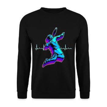 Badminton Shuttlecock Racket Sport Hobby Gift - Unisex Sweatshirt - black - Front - Alina (178cm) & Michal (187cm)