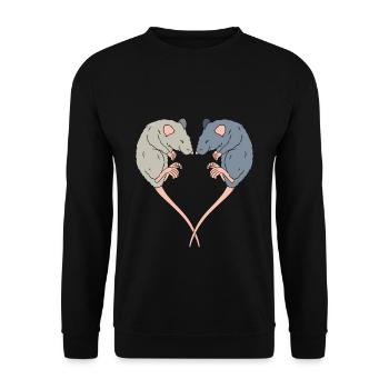 Süße Ratte Herz Herzform Hausratte - Unisex Sweatshirt - black - Front - Alina (178cm) & Michal (187cm)