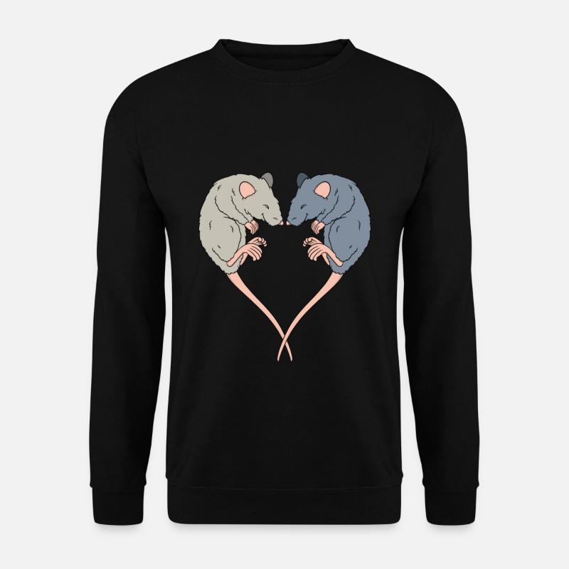 Süße Ratte Herz Herzform Hausratte - Unisex Pullover - Schwarz