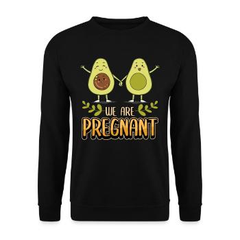 Schwangerschaft Wir sind Schwanger Avocado Baby - Unisex Pullover - Schwarz - Vorne - Alina (178cm) & Michal (187cm)