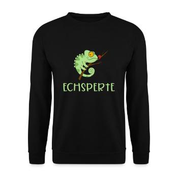 Chamäleon Reptilien Echse Echsperte - Unisex Pullover - Schwarz - Vorne - Alina (178cm) & Michal (187cm)