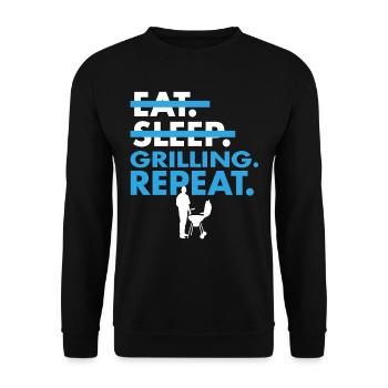 Unique Eat Sleep Grilling Repeat T Shirt - Unisex Sweatshirt - black - Front - Alina (178cm) & Michal (187cm)