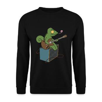 Chameleon guitar music reptile lizard - Unisex Sweatshirt - black - Front - Alina (178cm) & Michal (187cm)