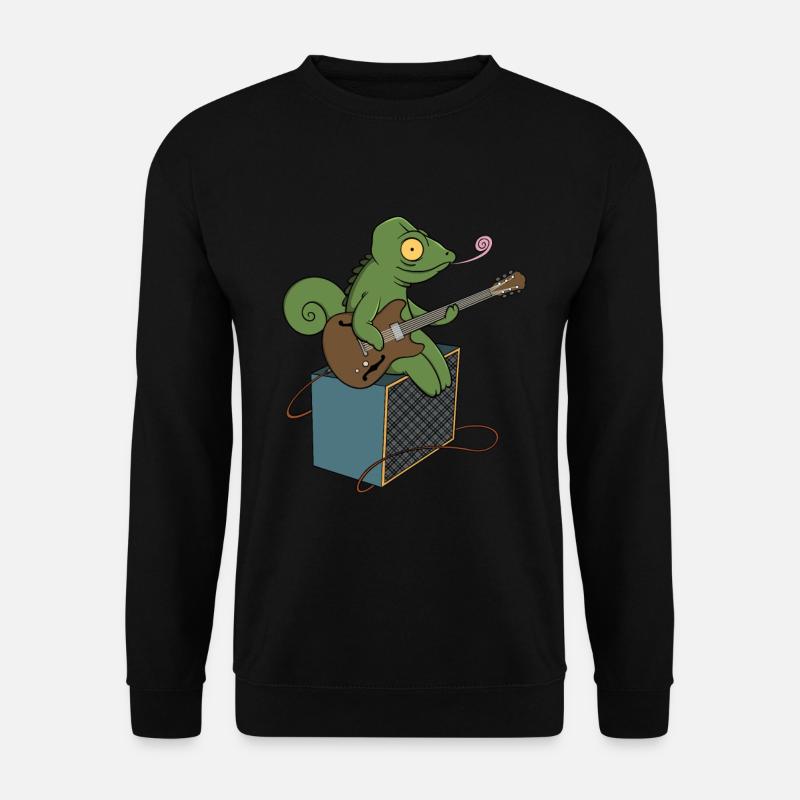 Chamäleon Gitarre Musik Reptilien Echse - Unisex Pullover - Schwarz