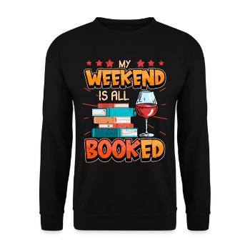 Buch Bücherei Bibliothek Wochenende Geschenk - Unisex Pullover - Schwarz - Vorne - Alina (178cm) & Michal (187cm)