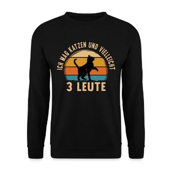 Katze Kätzchen Lustige Sprüche Haustier Geschenk - Unisex Pullover - Schwarz - Vorne - Alina (178cm) & Michal (187cm)