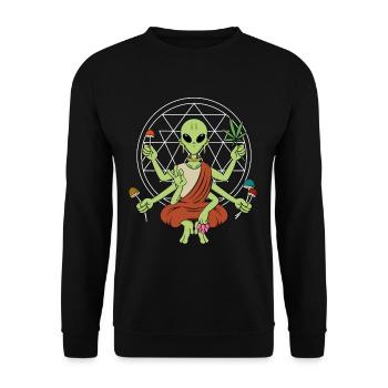 Géométrie Champignons Aliens Méditation Psychédélique - Sweat-shirt Unisexe - noir - Devant - Alina (178cm) & Michal (187cm)