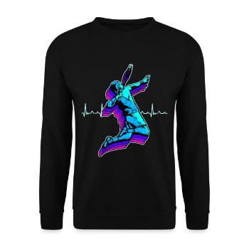 Badminton Shuttlecock Racket Sport Hobby Gift - Unisex Sweatshirt - black - Front - Alina (178cm) & Michal (187cm)