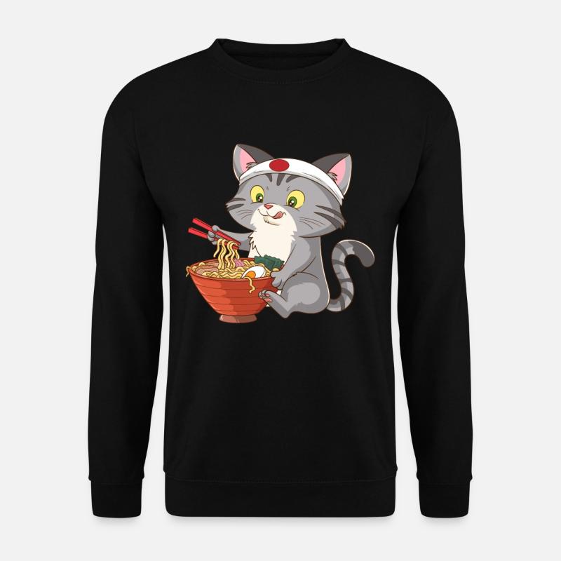 Ramen Katze Japanische Nudelsuppe Japan Geschenk - Unisex Pullover - Schwarz