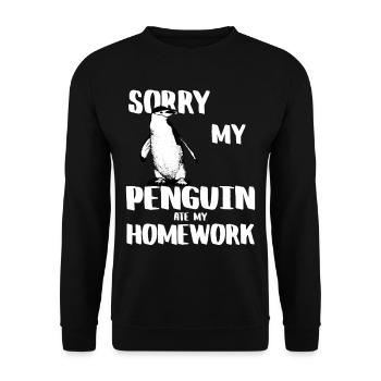 SORRY MY PENGUIN ATE MY HOMEWORK - Unisex Sweatshirt - black - Front - Alina (178cm) & Michal (187cm)