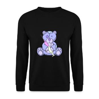 Pastel Goth Teddybär japanisch Anime Menhera - Unisex Pullover - Schwarz - Vorne - Alina (178cm) & Michal (187cm)