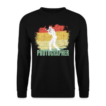 Distressed Photographer T Shirt - Unisex Sweatshirt - black - Front - Alina (178cm) & Michal (187cm)