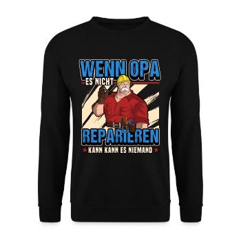 Handwerker Opa Lustig Spruch Baustelle Geschenk - Unisex Pullover - Schwarz - Vorne - Alina (178cm) & Michal (187cm)