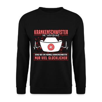 Krankenschwester Rente Ruhestand Lustig Geschenk - Unisex Pullover - Schwarz - Vorne - Alina (178cm) & Michal (187cm)