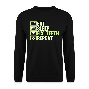 Zahnarzt Zähne Zahnpflege Lustig Geschenk - Unisex Pullover - Schwarz - Vorne - Alina (178cm) & Michal (187cm)
