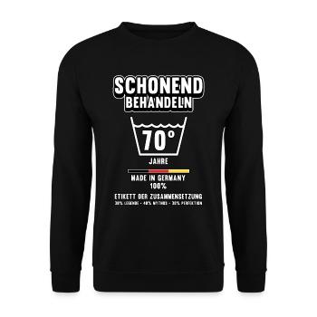 70. Geburtstag Waschen Lustig Spruch Geschenk - Unisex Pullover - Schwarz - Vorne - Alina (178cm) & Michal (187cm)