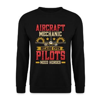 Fluggerätmechaniker Flugzeugmechaniker Geschenk - Unisex Pullover - Schwarz - Vorne - Alina (178cm) & Michal (187cm)