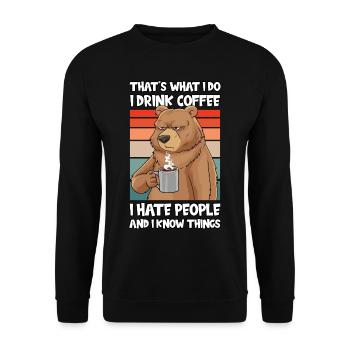 Qu’est-ce qu’i Do I Drink Coffee I Hate People Ours - Sweat-shirt Unisexe - noir - Devant - Alina (178cm) & Michal (187cm)