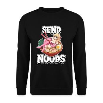 Send Noods Ramen Anime Girl Sexy Otaku Weeb - Unisex Pullover - Schwarz - Vorne - Alina (178cm) & Michal (187cm)