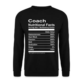 Coach Nutritional Facts T-Shirt - Unisex Sweatshirt - black - Front - Alina (178cm) & Michal (187cm)