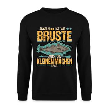 Angeln Fischen Fisch Lustig Angelrute Fischer - Unisex Pullover - Schwarz - Vorne - Alina (178cm) & Michal (187cm)