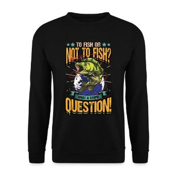 Angeln Fischen Fisch Lustig Angelrute Fischer - Unisex Pullover - Schwarz - Vorne - Alina (178cm) & Michal (187cm)