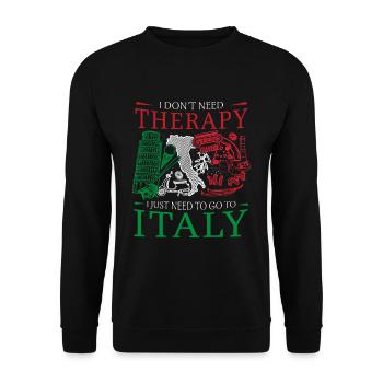 Ich brauche keine Therapie Design für Italien Fan - Unisex Pullover - Schwarz - Vorne - Alina (178cm) & Michal (187cm)