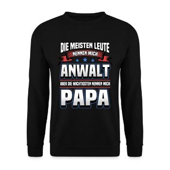 Anwalt Papa Vatertag Lustig Spruch Geschenk - Unisex Pullover - Schwarz - Vorne - Alina (178cm) & Michal (187cm)