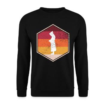 Retro Monk Hexagon Design - Unisex Sweatshirt - black - Front - Alina (178cm) & Michal (187cm)