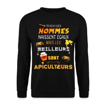 t shirt apiculture abeille miel - Sweat-shirt Unisexe - noir - Devant - Alina (178cm) & Michal (187cm)