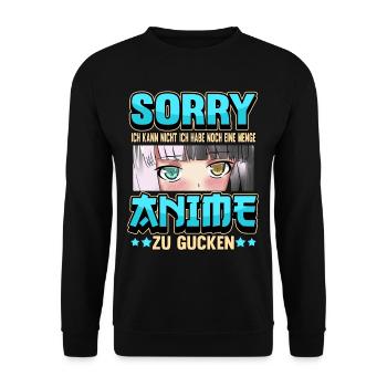 Anime Otaku Weeb Merch Figur Cosplay Manga Lustig - Unisex Pullover - Schwarz - Vorne - Alina (178cm) & Michal (187cm)
