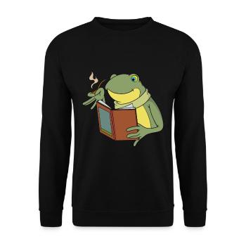 Cottagecore Grenouille Livre Amoureux de la nature - Sweat-shirt Unisexe - noir - Devant - Alina (178cm) & Michal (187cm)