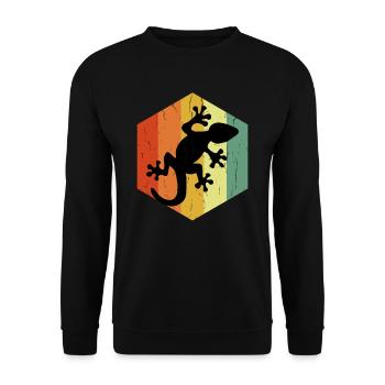 Distressed Gecko Tropski Guster Hexagon - Unisex Sweatshirt - black - Front - Alina (178cm) & Michal (187cm)